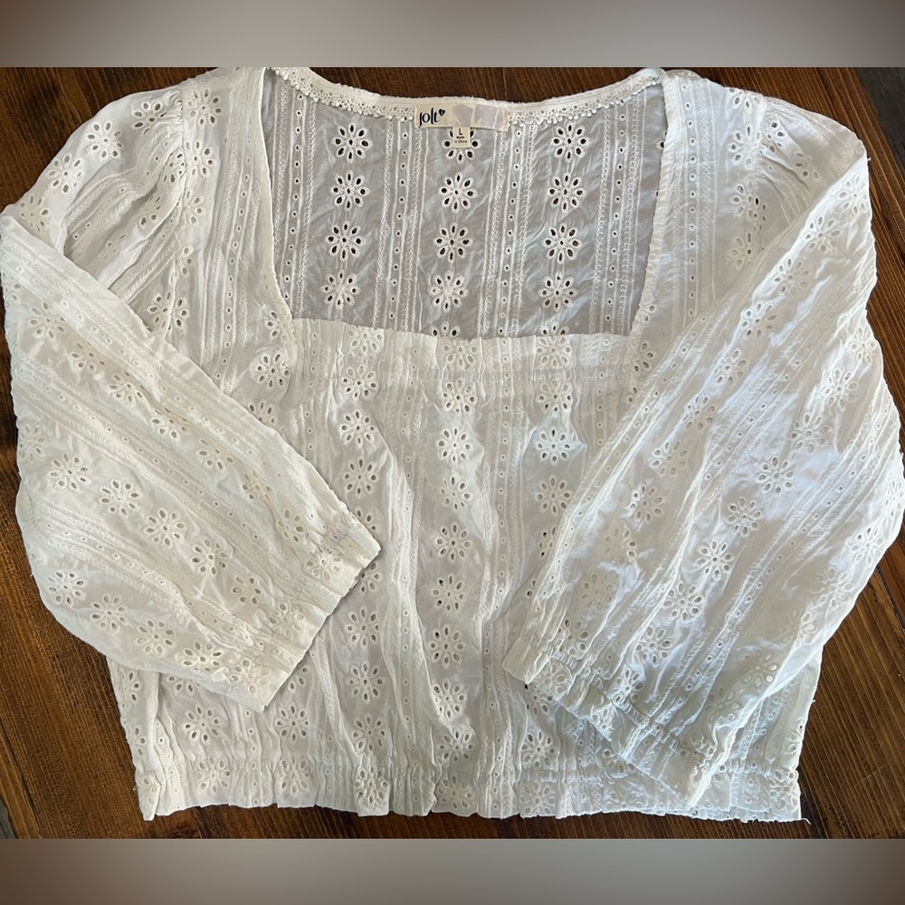 Jolt White Eyelet Women's Blouse